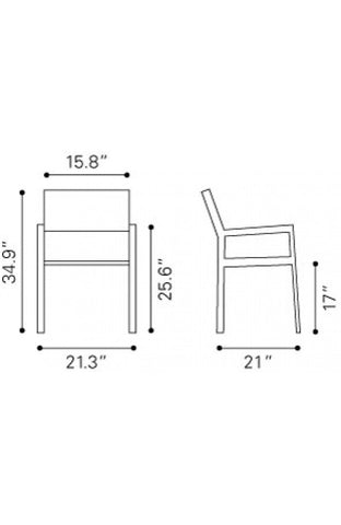 Metropolitan Dining Armless Chair Brushed Aluminum